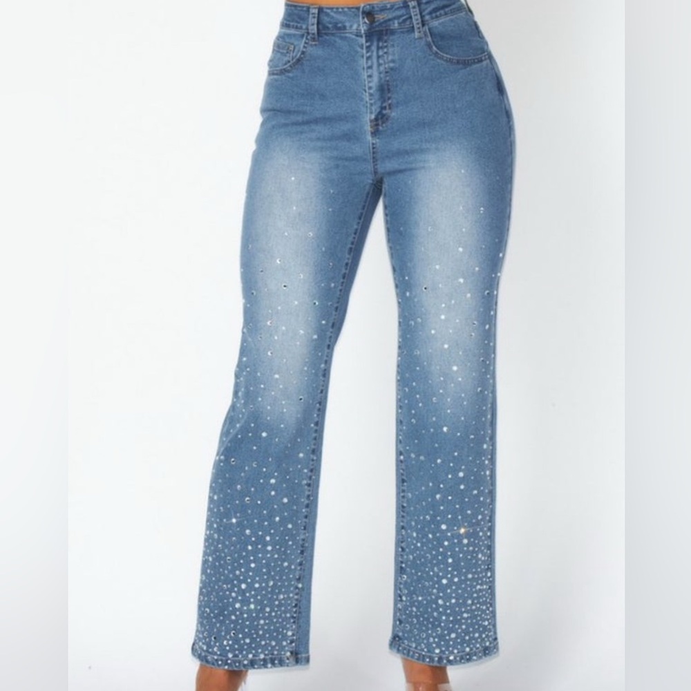 Dolly High Rise/Hot and Delicious Women's Blue Rhinestone Embellished Jeans